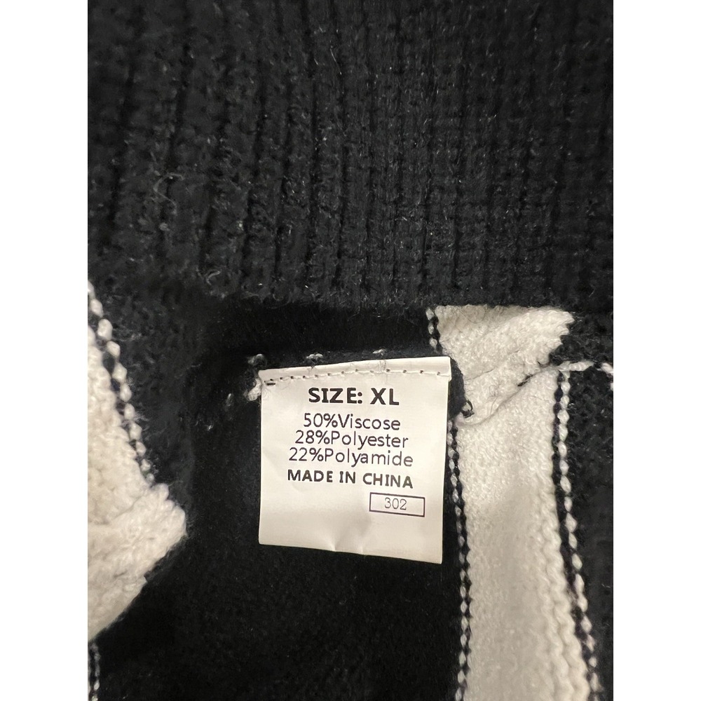 Black & White Striped V-Neck Sweater, XL - Picture 6 of 6